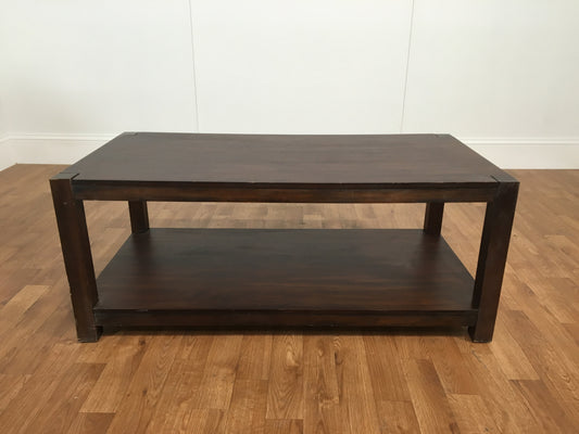 DARK WOOD TWO TIER COFFEE TABLE