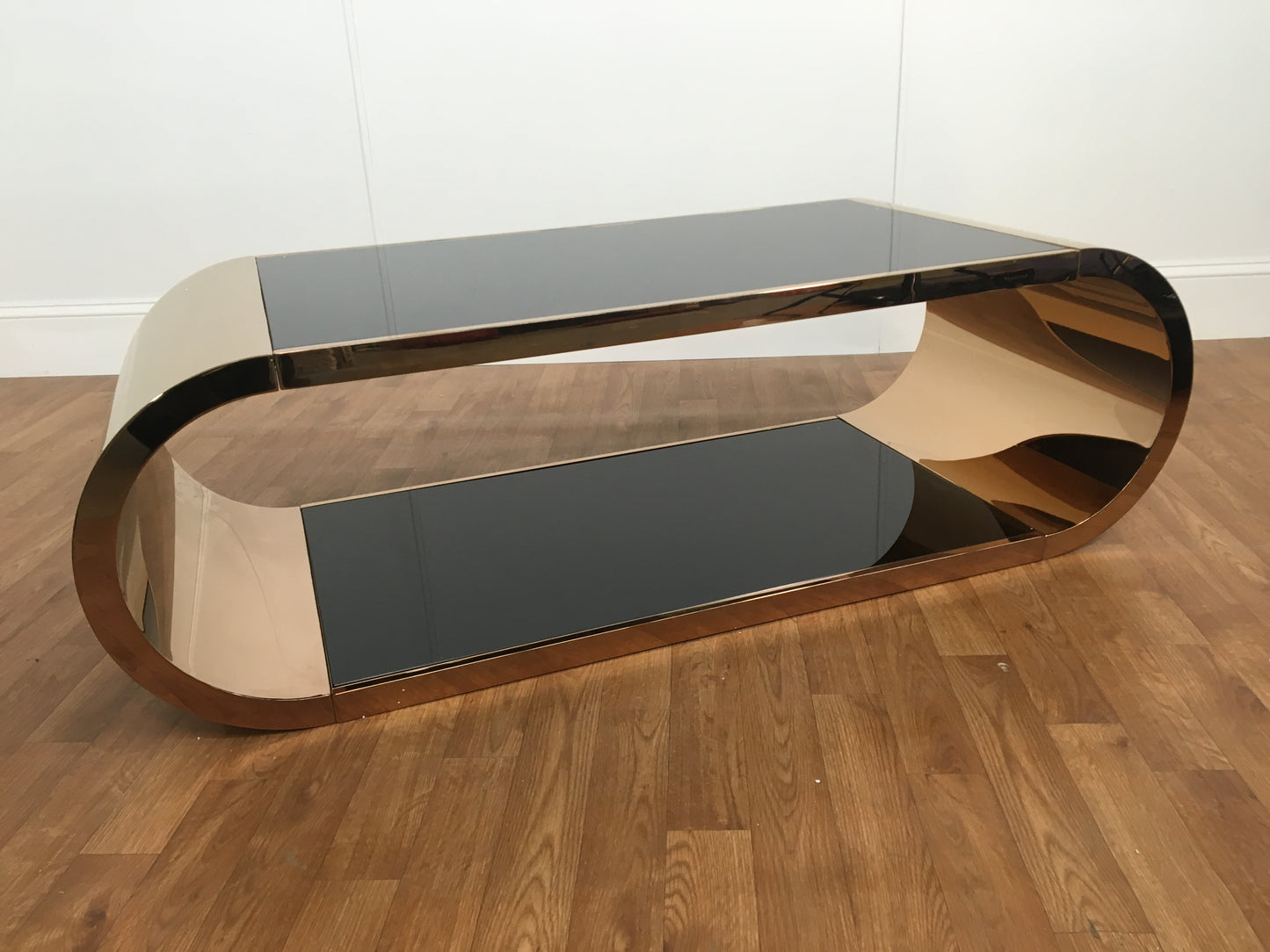 BRONZE AND BLACK GLASS COFFEE TABLE