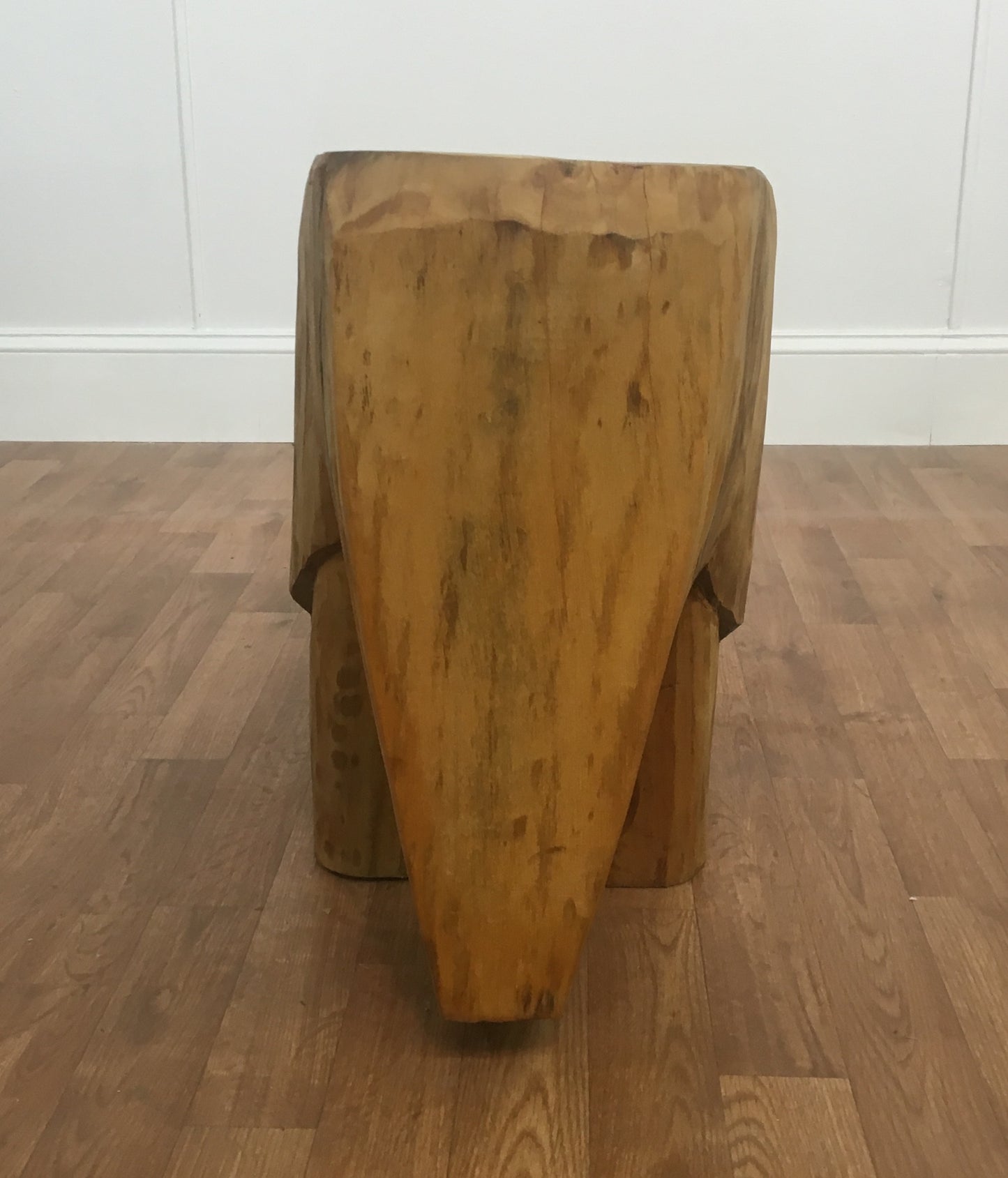 WOOD CARVED ELEPHANT ACCENT TABLE