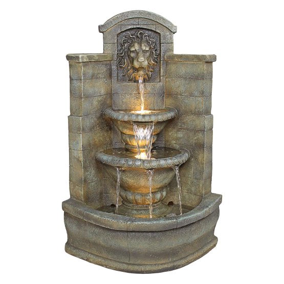 RESIN LION CORNER FOUNTAIN